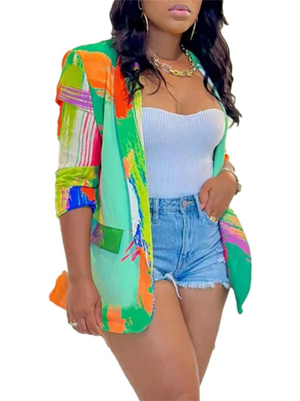 Colorful Women's Casual Blazer Jacket | Stylish Work Office Outerwear